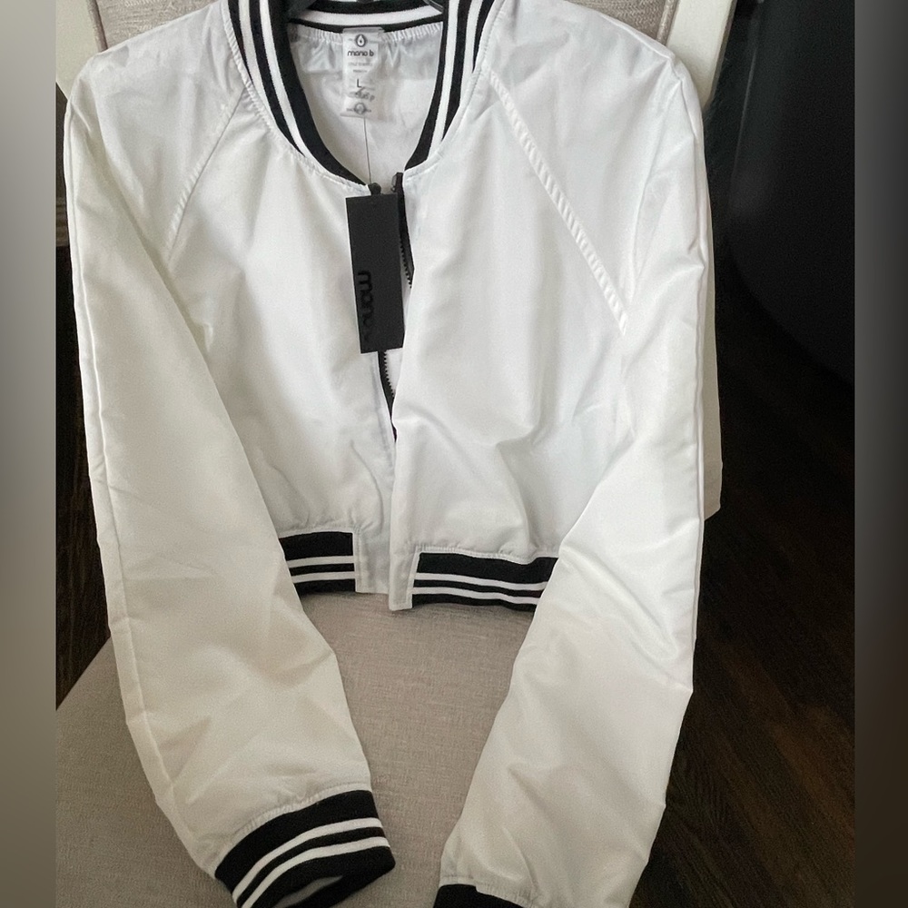Mono B White Nylon Cropped Jacket NWT
